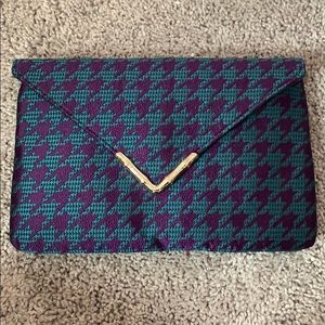 Elaine Turner teal and purple clutch